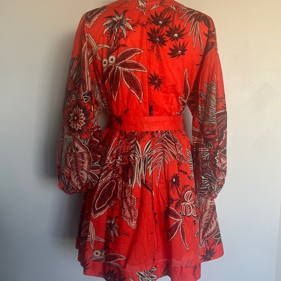 NWT Banana Republic Red Floral Leaves Mini Cotton Cocktail Mini Dress Petite XS - Picture 6 of 9